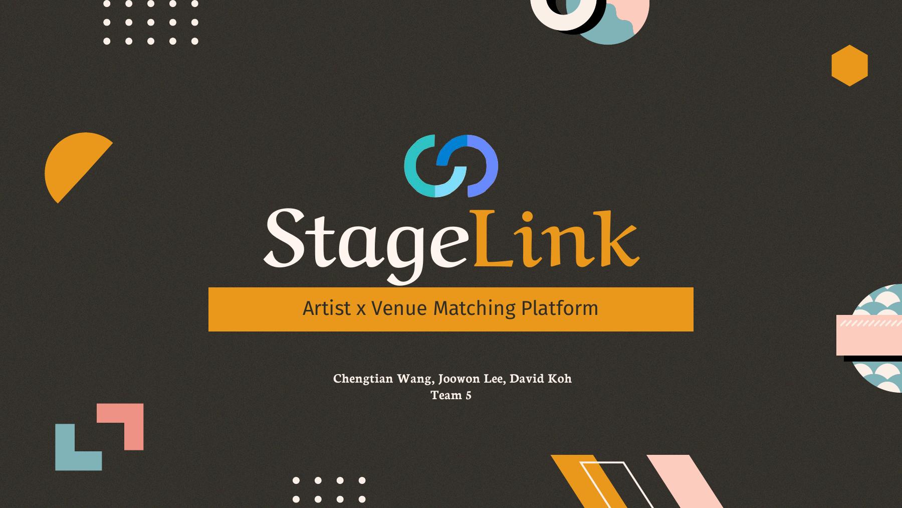 Cover of the StageLink artist and venue matching platform presentation